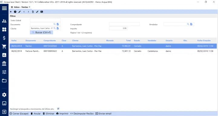 ACQUA ERP — Ventas